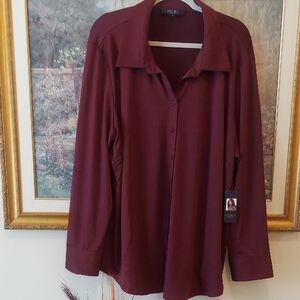 RACHEL Rachel Roy Deep Red/Burgundy Boyfriend Top